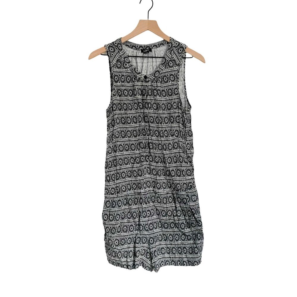 LOFT Black + White Linen Blend Romper
